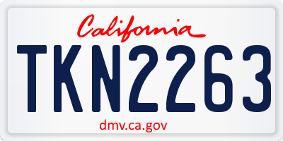 CA license plate TKN2263