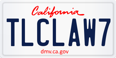 CA license plate TLCLAW7