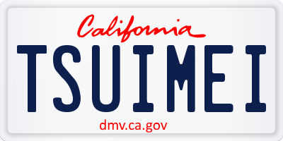 CA license plate TSUIMEI