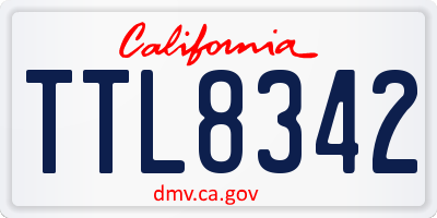 CA license plate TTL8342