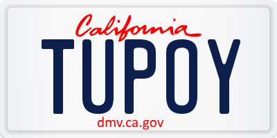 CA license plate TUPOY