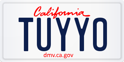 CA license plate TUYYO