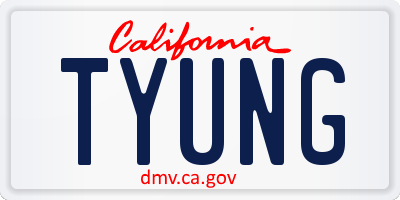 CA license plate TYUNG