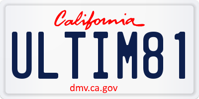 CA license plate ULTIM81