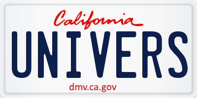 CA license plate UNIVERS