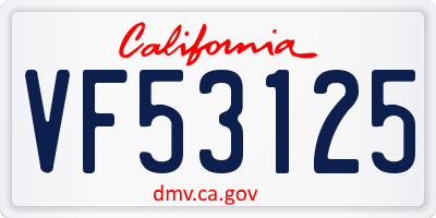 CA license plate VF53125