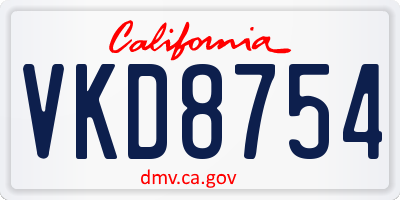 CA license plate VKD8754