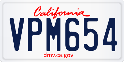 CA license plate VPM654
