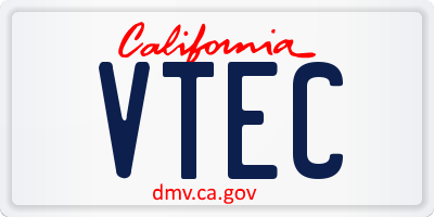 CA license plate VTEC