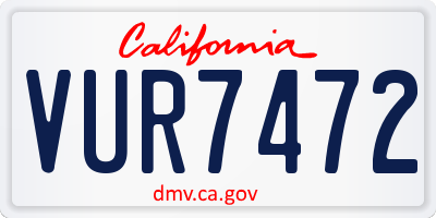 CA license plate VUR7472