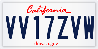 CA license plate VV17ZVW