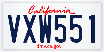 CA license plate VXW551