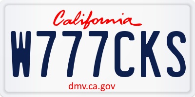 CA license plate W777CKS
