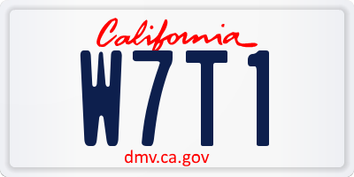 CA license plate W7T1