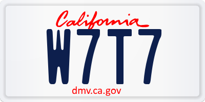 CA license plate W7T7