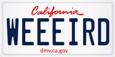 CA license plate WEEEIRD