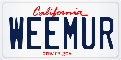 CA license plate WEEMUR