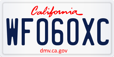 CA license plate WFO6OXC