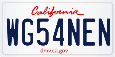 CA license plate WG54NEN