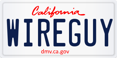 CA license plate WIREGUY