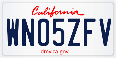 CA license plate WN05ZFV