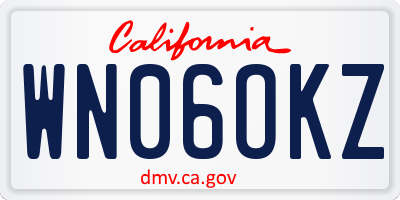 CA license plate WN06OKZ