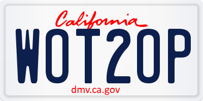 CA license plate WOT2OP