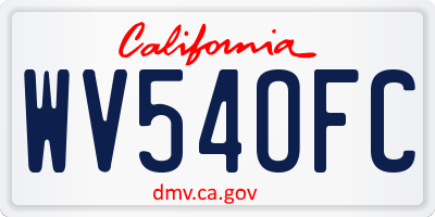 CA license plate WV54OFC