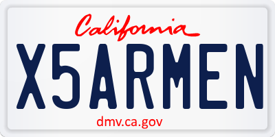 CA license plate X5ARMEN