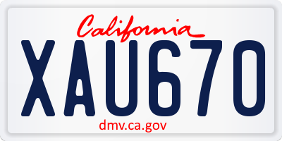 CA license plate XAU670
