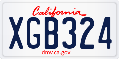 CA license plate XGB324