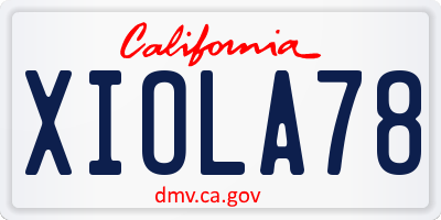 CA license plate XIOLA78