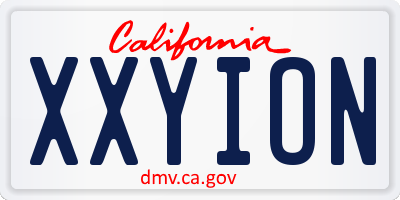 CA license plate XXYION