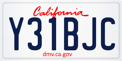 CA license plate Y31BJC