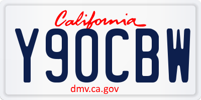 CA license plate Y90CBW