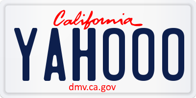 CA license plate YAHOOO