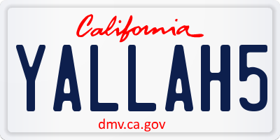 CA license plate YALLAH5