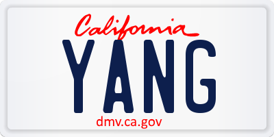 CA license plate YANG