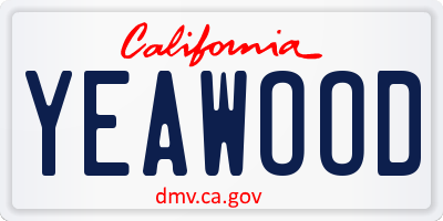 CA license plate YEAWOOD