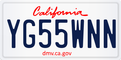 CA license plate YG55WNN