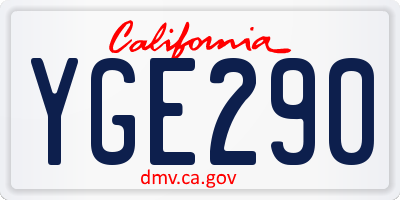 CA license plate YGE290