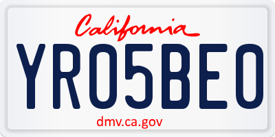 CA license plate YR05BE0