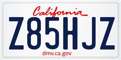 CA license plate Z85HJZ