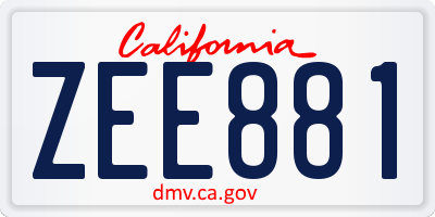 CA license plate ZEE881