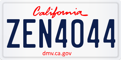 CA license plate ZEN4044