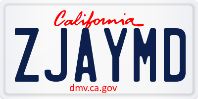 CA license plate ZJAYMD