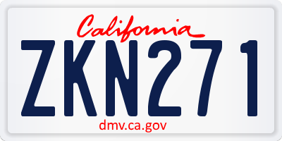CA license plate ZKN271