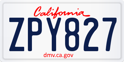 CA license plate ZPY827