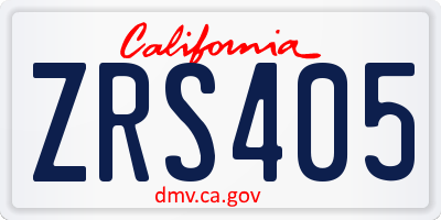 CA license plate ZRS405