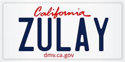 CA license plate ZULAY